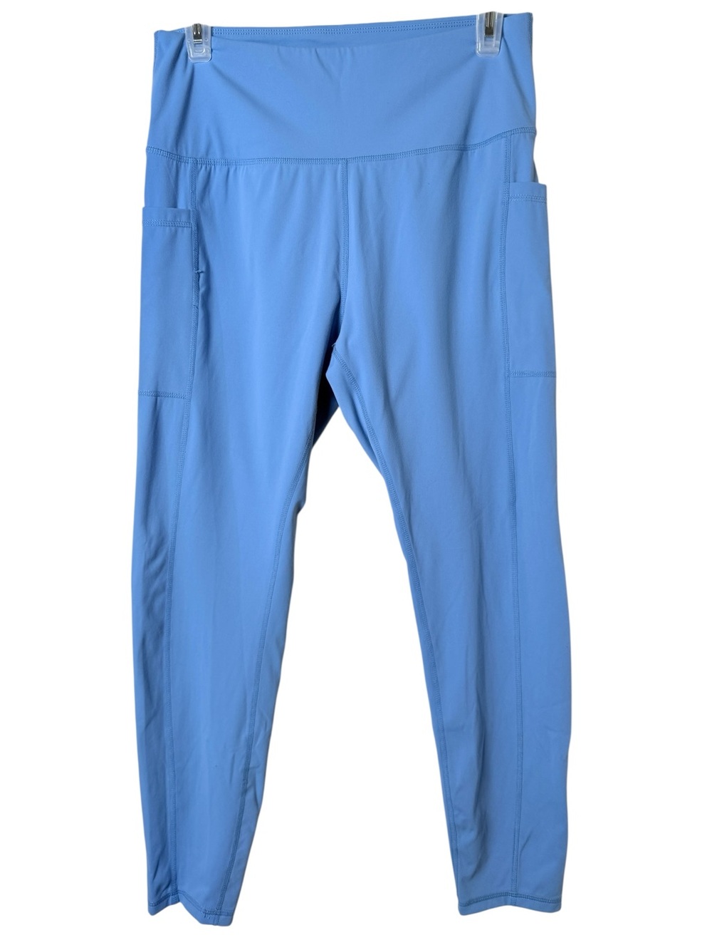 STRETCHTHERULES Medium High-Rise Light Blue Leggings with Side Pockets